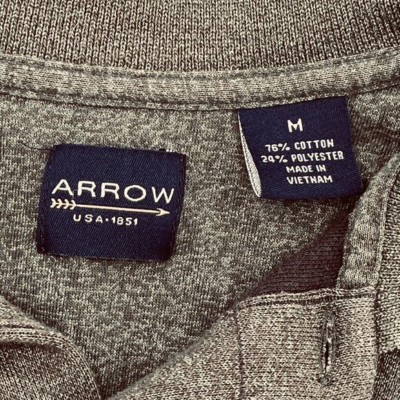 Arrow Men's Polo Sweater, Relaxed Fit, Green Plaid, Size M Casual Comfortable - Picture 3 of 9